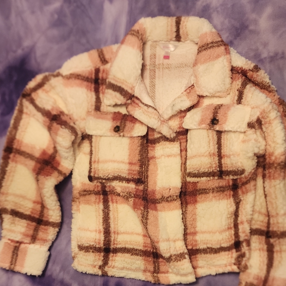 No Boundaries Cream and Brown Teddy Jacket